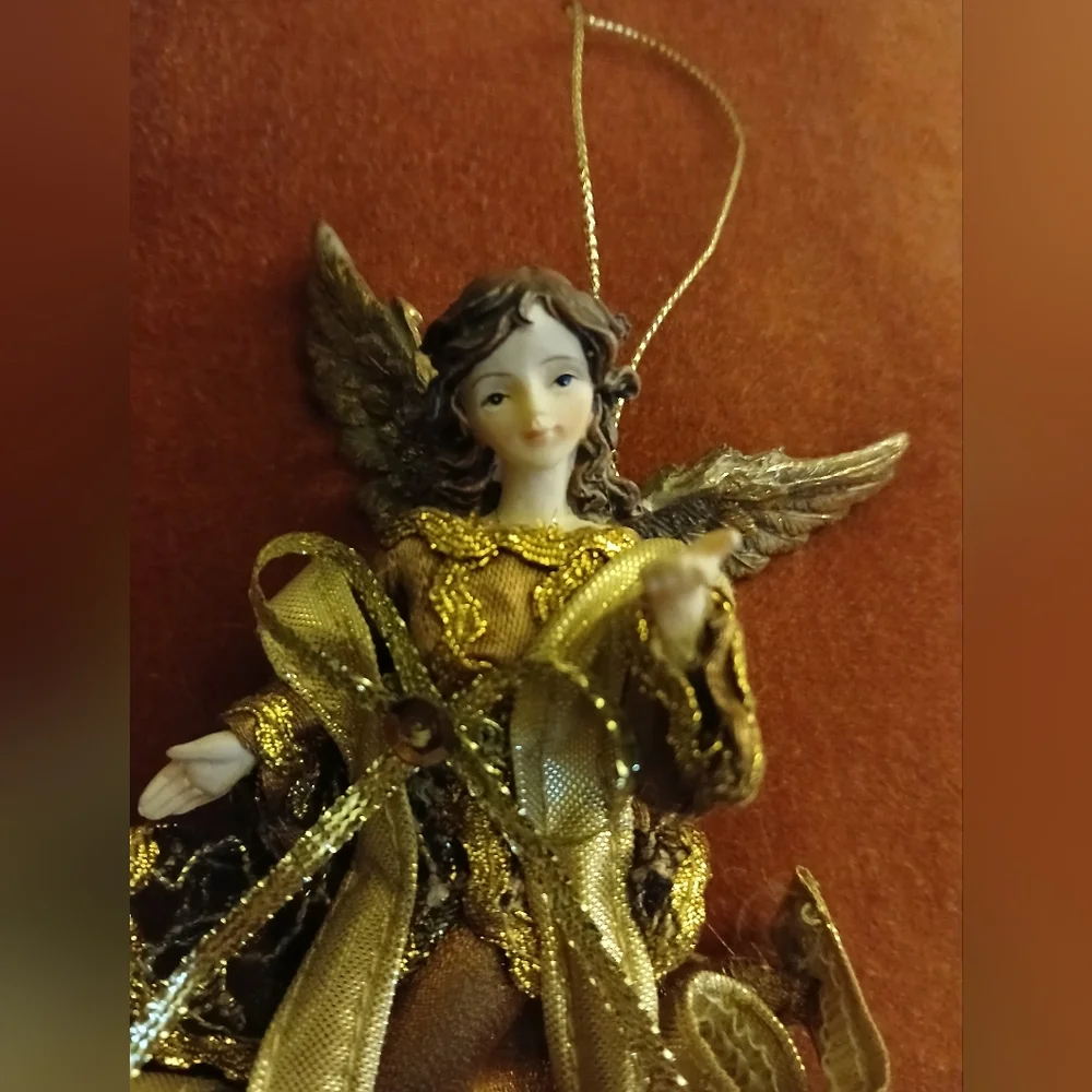 Vintage Angel Christmas Ornament  Embellished Dress